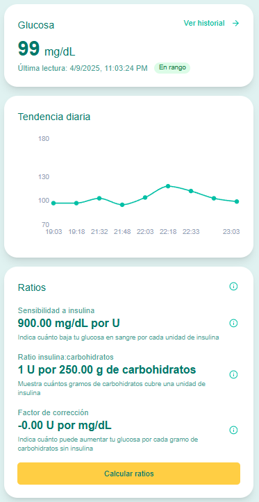 App screenshot - Monitor de glucosa