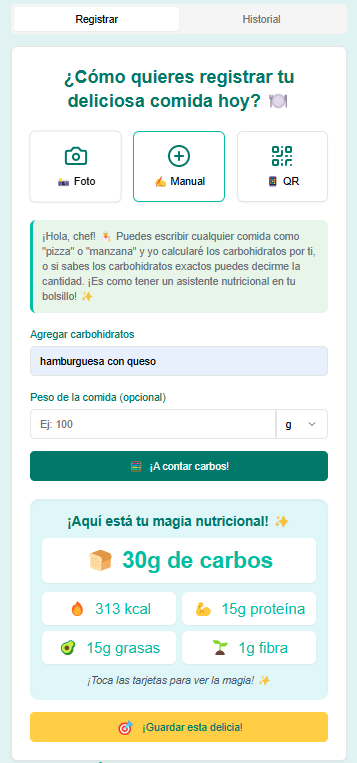 App interface - Registro de comidas